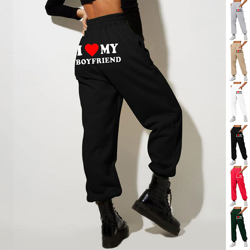"I Love My Boyfriend" Devoted Printed Pants