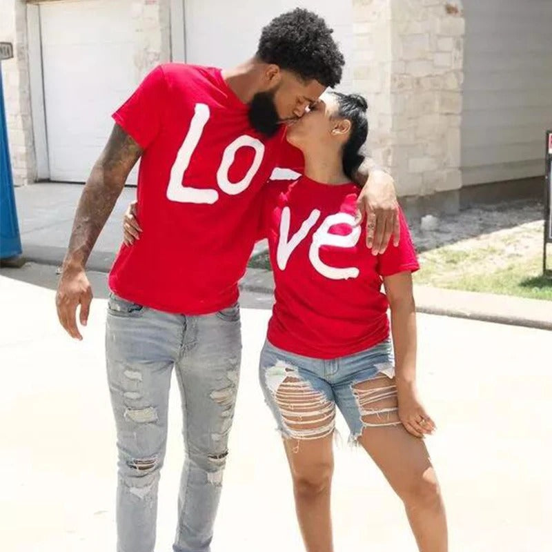 Matching LOVE Couples T-Shirts – Romantic His & Hers Outfit Set | Cute Gift for Couples