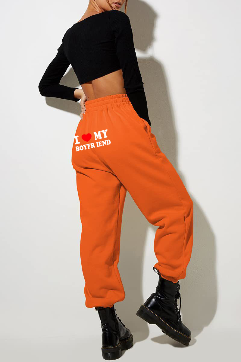 "I Love My Boyfriend" Devoted Printed Pants