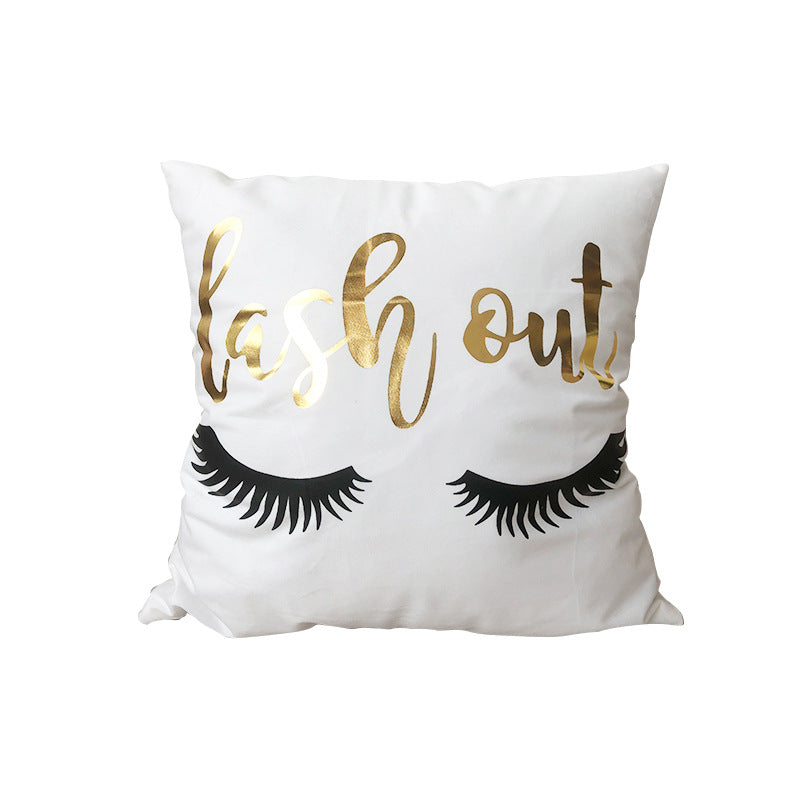 Metallic Gold Shiny Pillow Cover with Cute Sayings Design