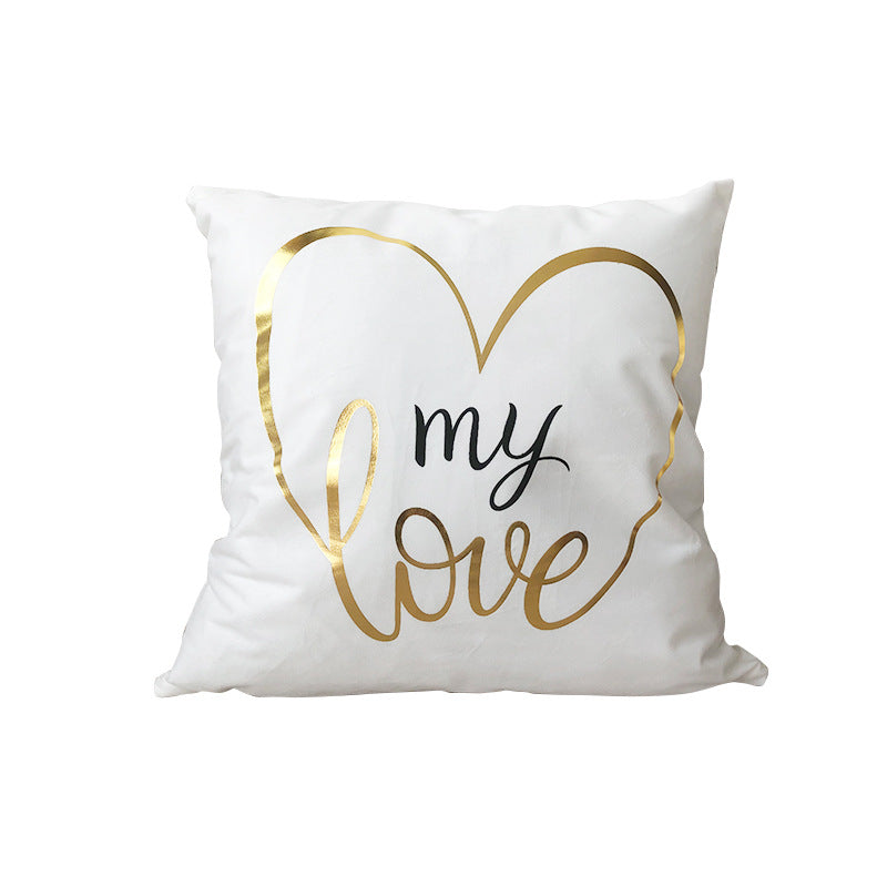 Metallic Gold Shiny Pillow Cover with Cute Sayings Design