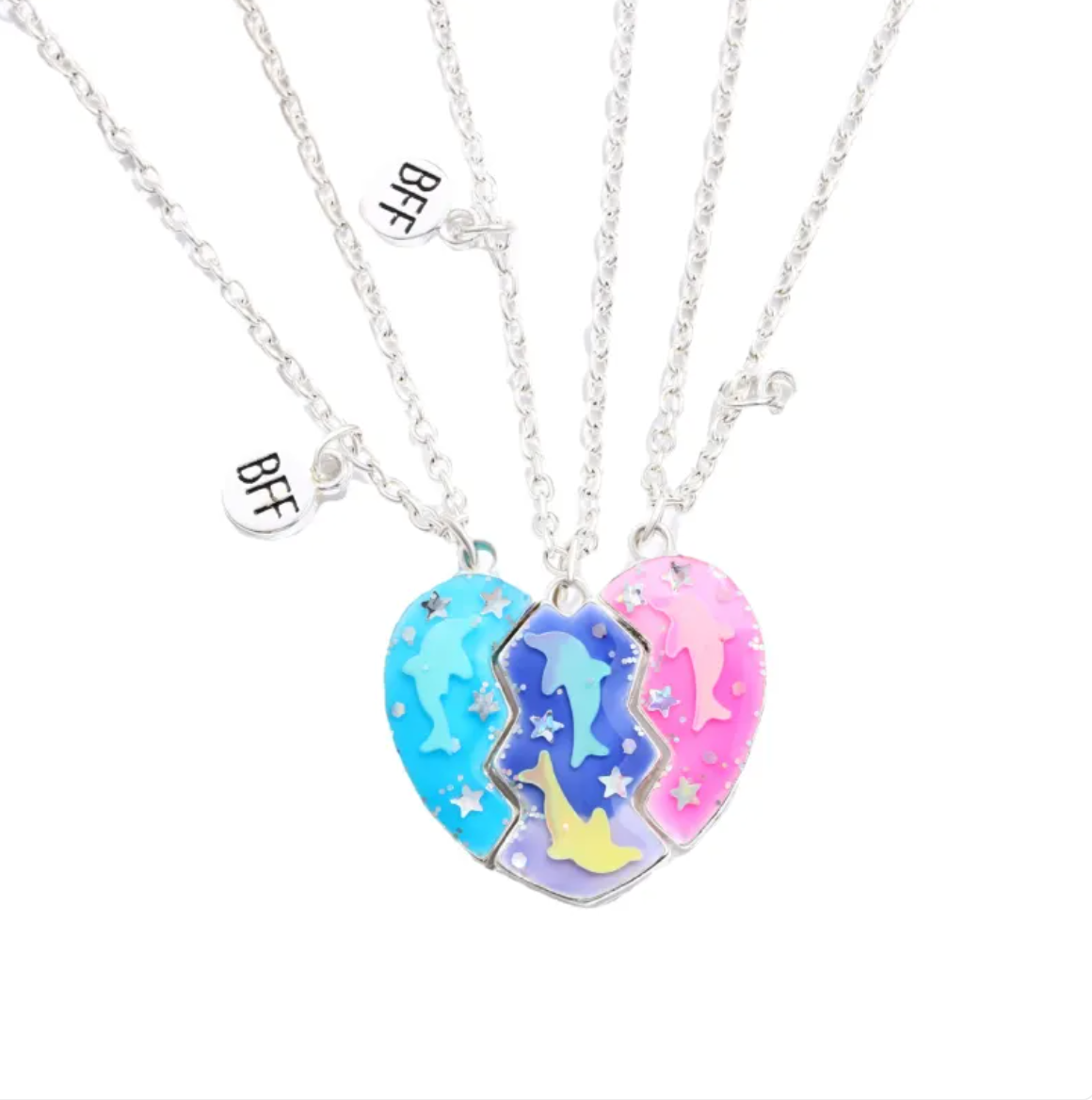 Best Friends Love Necklace Set with Hearts Celebrate Friendship