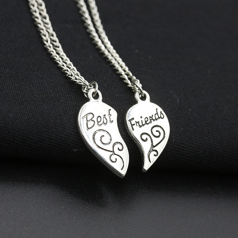 Best Friends or Mother Daughter Heart Pendant Necklace