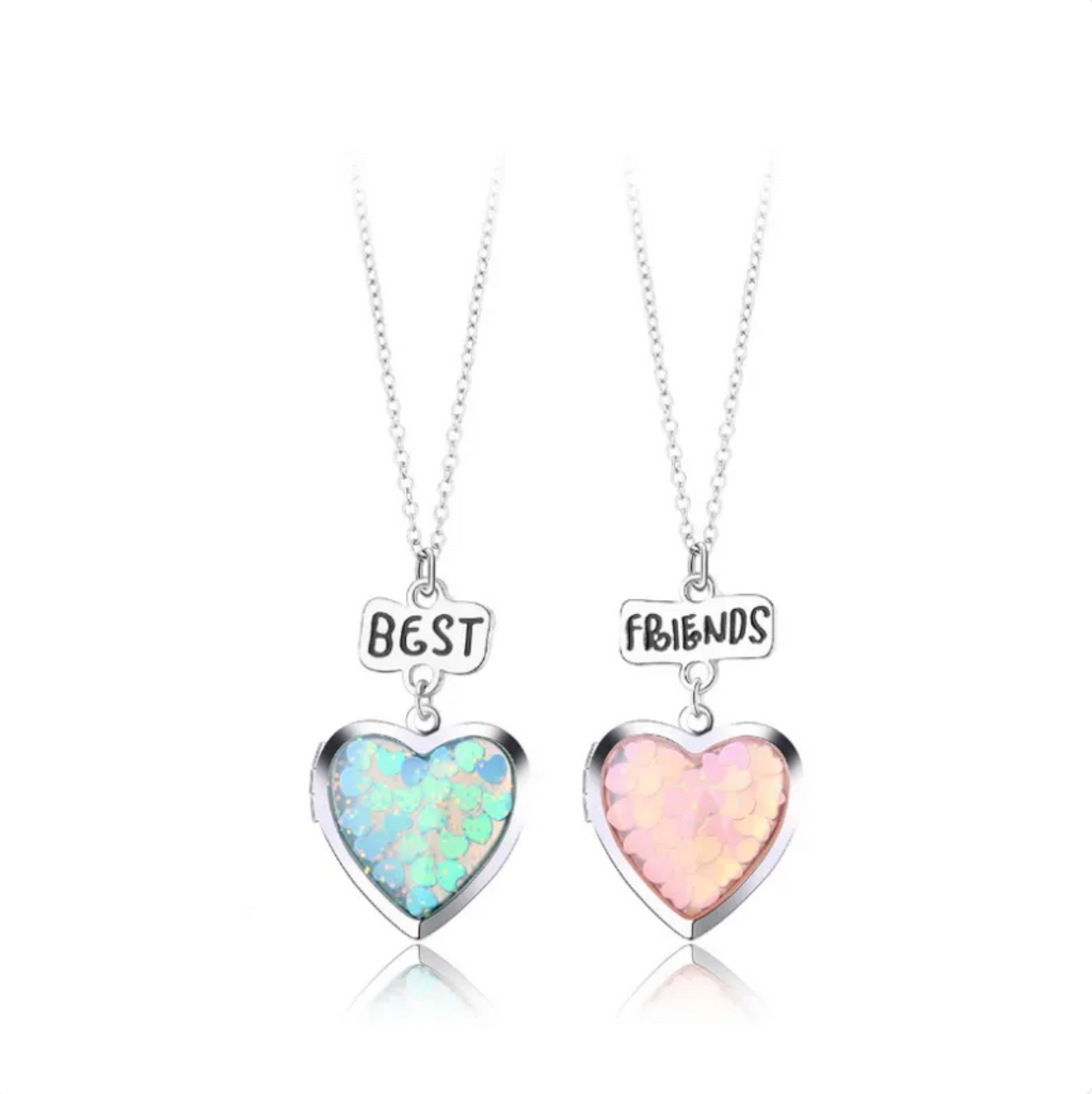 Best Friends Love Necklace Set with Hearts Celebrate Friendship