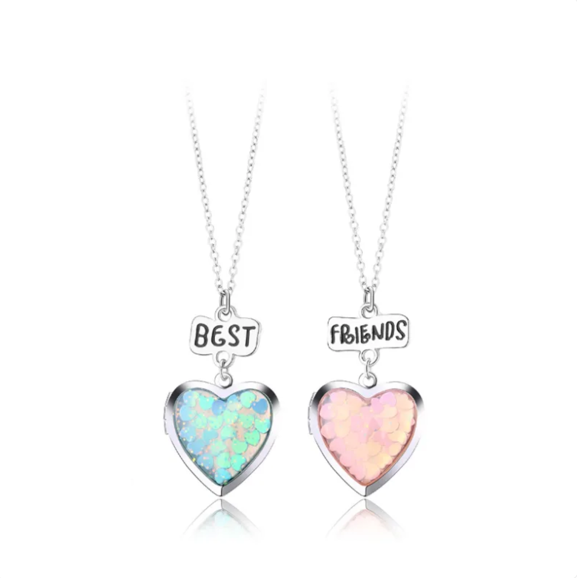 Best Friends Love Necklace Set with Hearts Celebrate Friendship