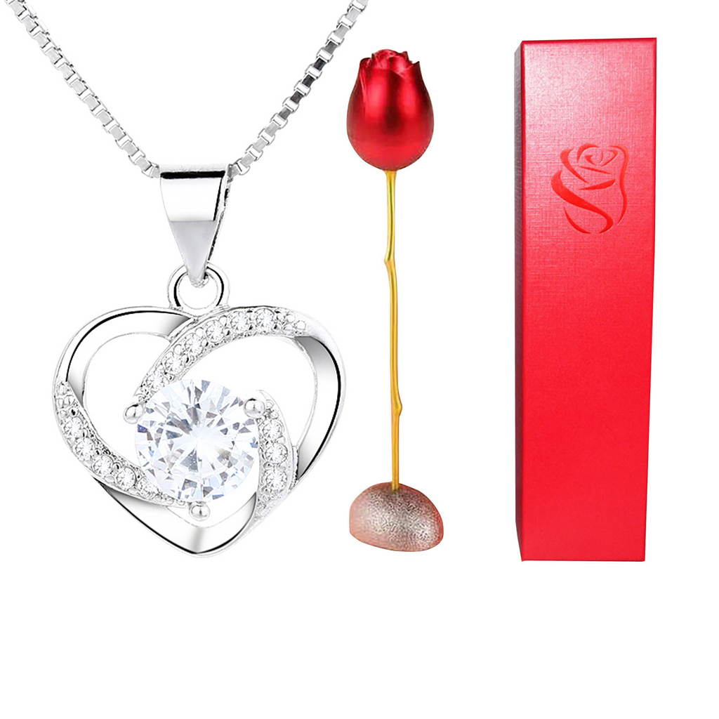 Eternal Love Crystal Necklace Rose & Box