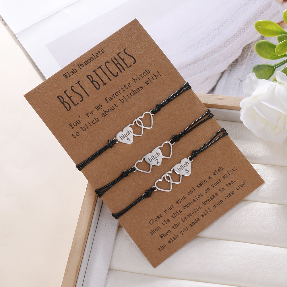 Baddie Best Friends Stainless Steel Woven Love Bracelet