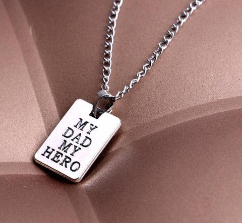 Dad Hero Pendant Necklace for Father's Day Dog Tag