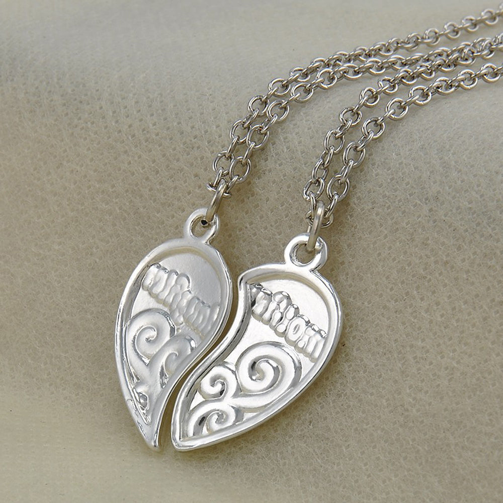 Best Friends or Mother Daughter Heart Pendant Necklace