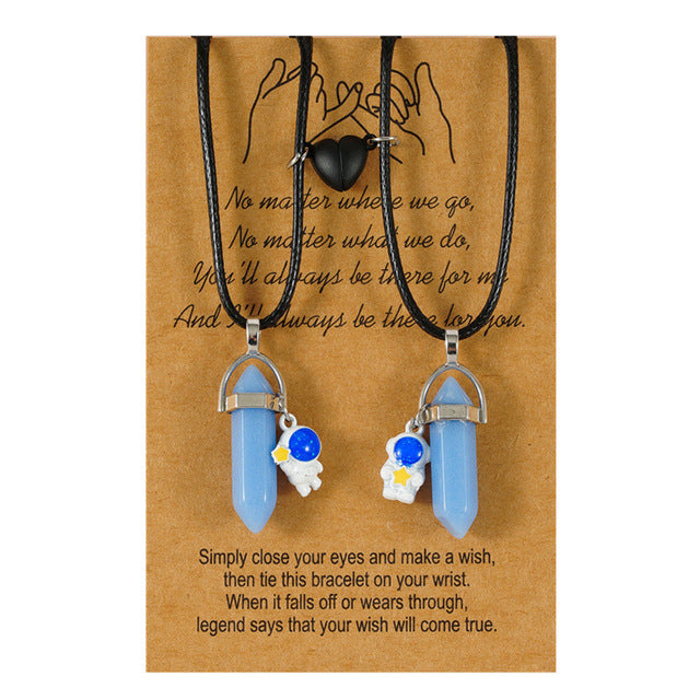 Matching Astronaut Love Pendant Necklace Glow In The Dark Pendulums