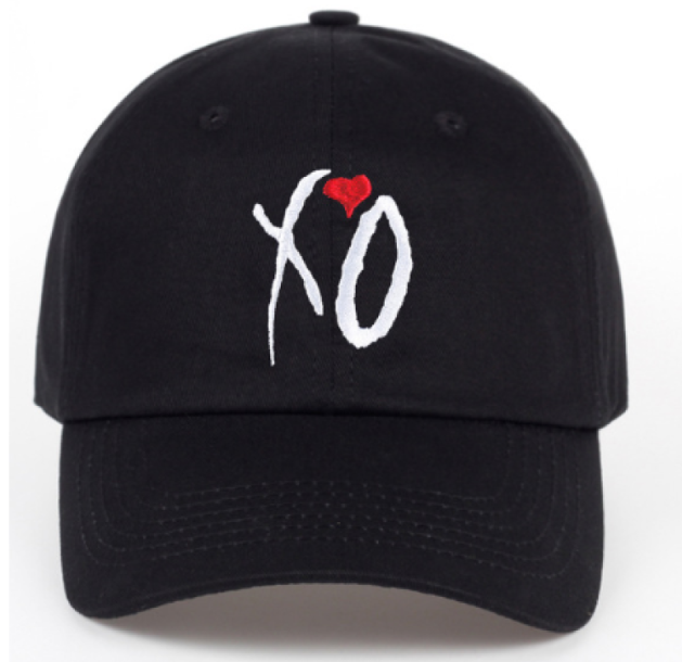 Embroidered Love XO Baseball Cap Black Red & White