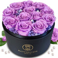 Luxury Purple Forever Rose Gift Box – 12 Real Preserved Roses in Black Round Box | Gift for Her, Mom, Wife, Birthday, Anniversary & Valentine’s Day