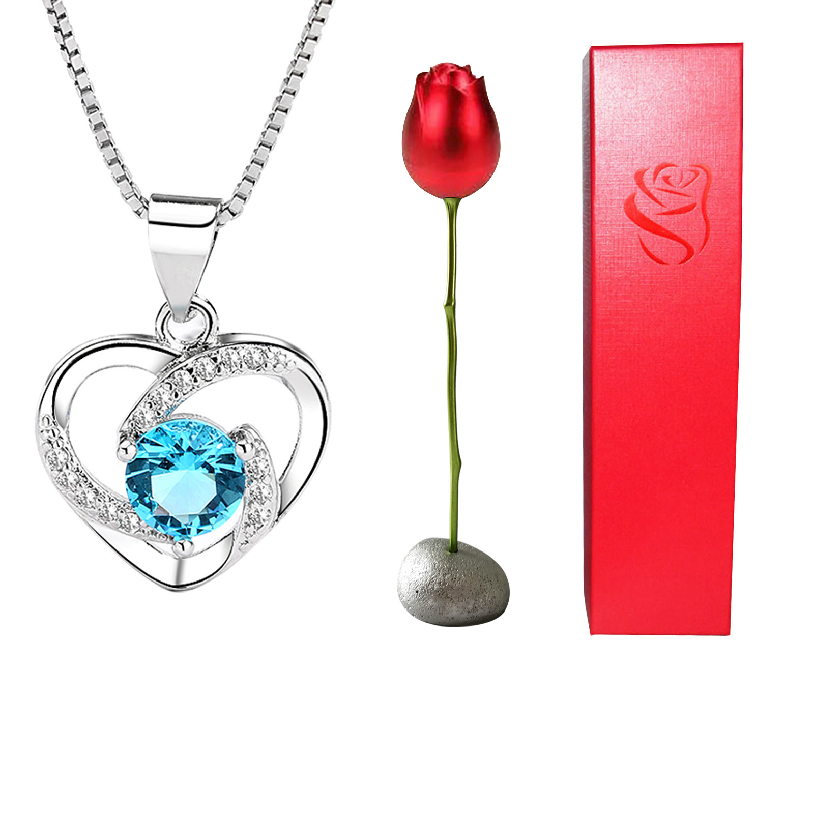 Eternal Love Crystal Necklace Rose & Box