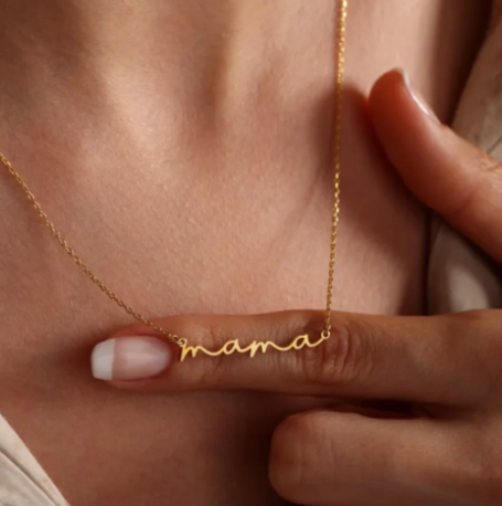 18K Gold Finish Mama Necklace for Mothers Day Gift