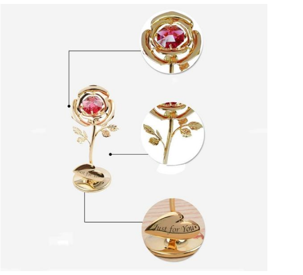 24K Gold-Finish Eternal Rose Gift Decoration With Gem