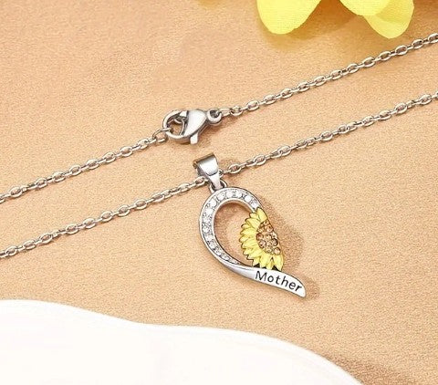 Sunflower Mother Daughter Bond Matching Necklaces