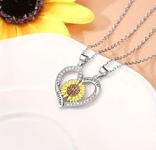 Sunflower Mother Daughter Bond Matching Necklaces