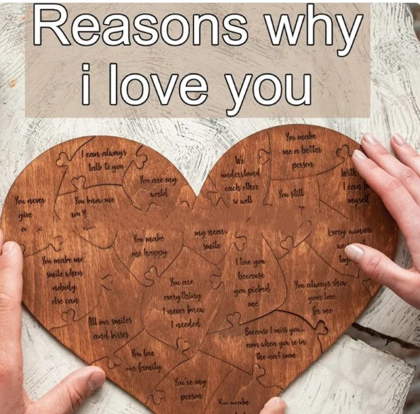 20 Reasons Why I Love You Heart Puzzle Box