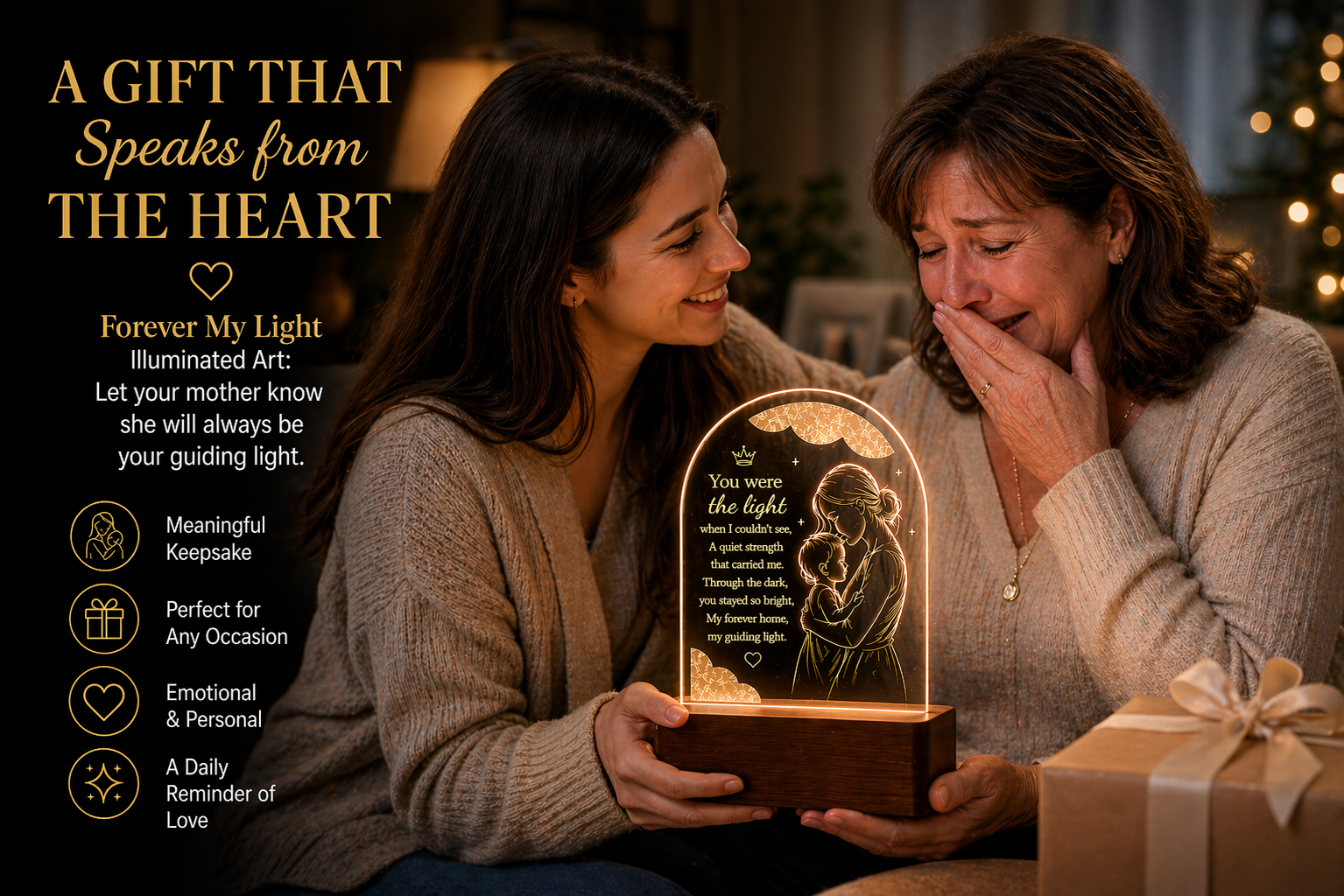 Guiding Light Mother's Day LED Acrylic Plaque – Glowing Poem Keepsake Gift for Mom