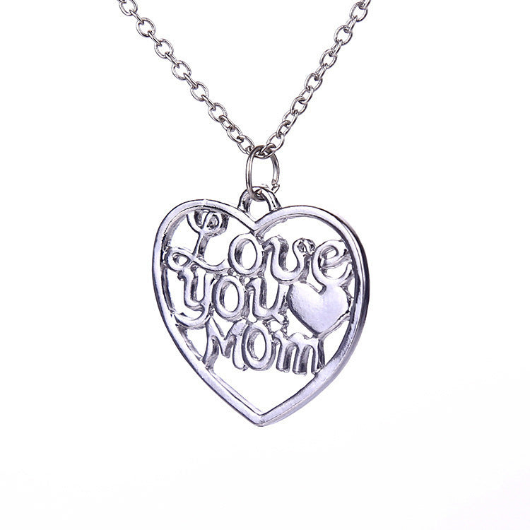 "Love You Mom" Silver Color Necklace - Elegant Collar Chain