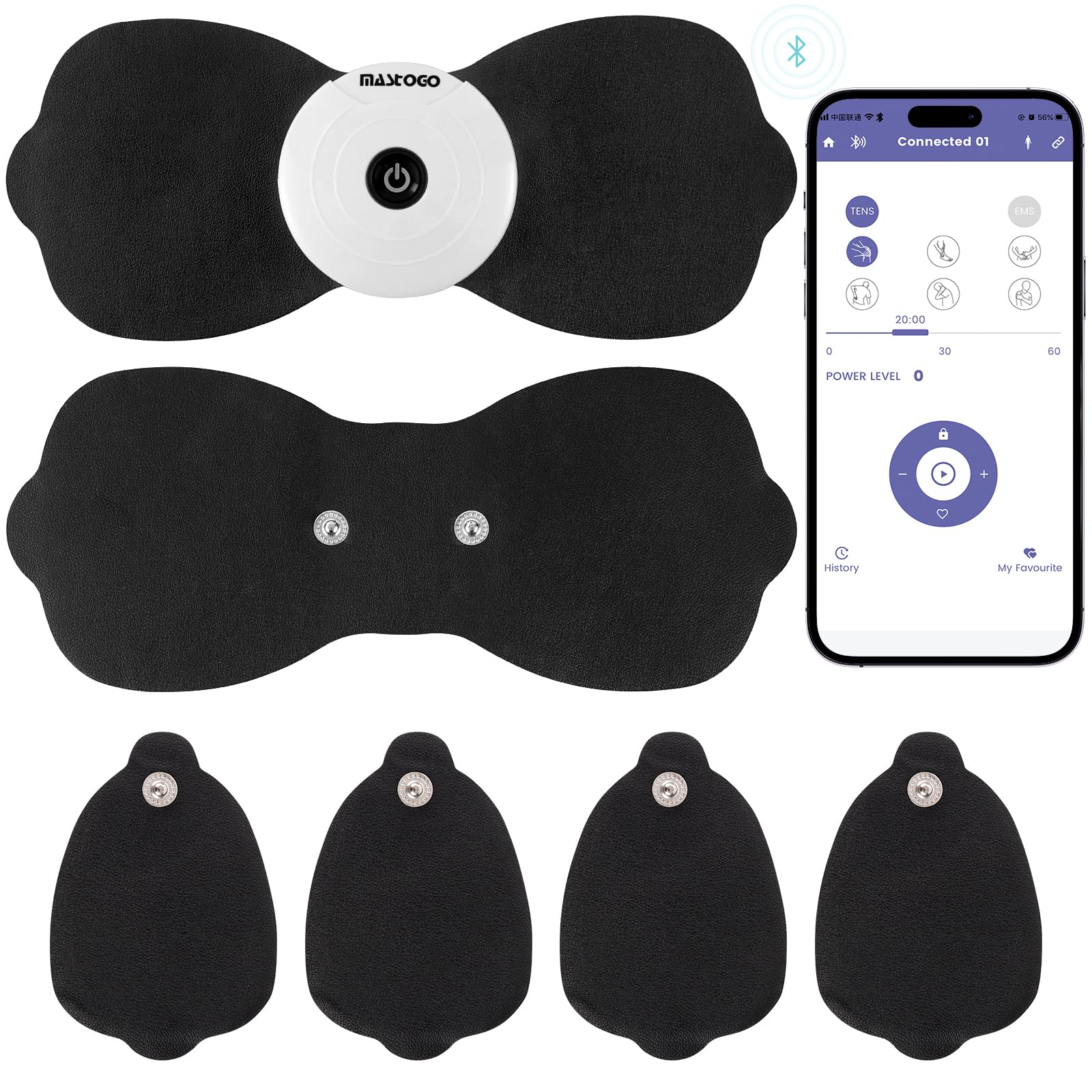 Wireless TENS & EMS Muscle Stimulator Pads with App Control
