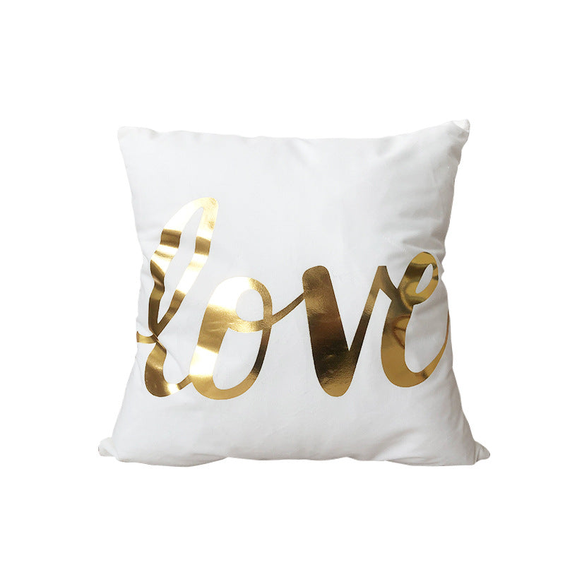 Metallic Gold Shiny Pillow Cover with Cute Sayings Design