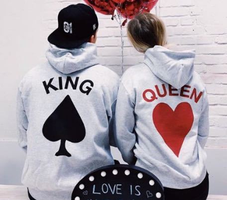 King Queen Love Hoodie for Couples Men and Women