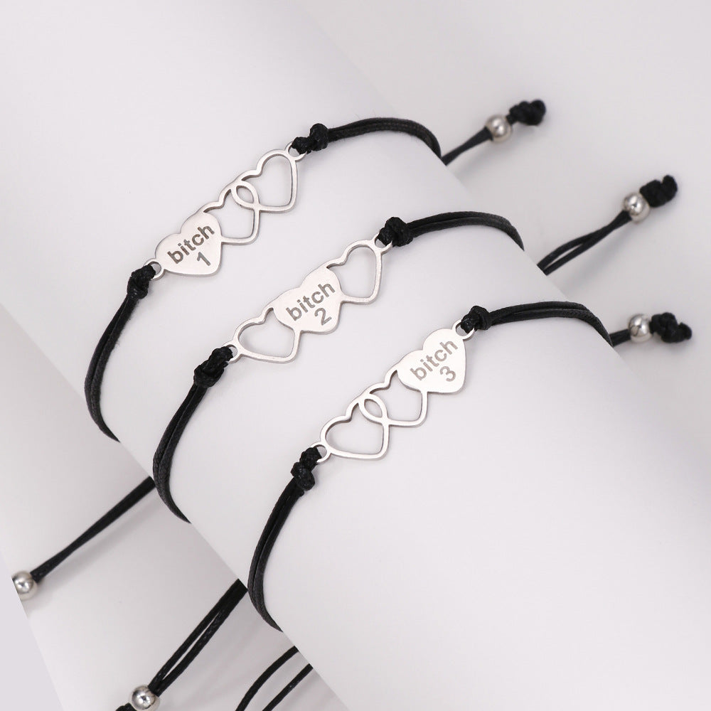 Baddie Best Friends Stainless Steel Woven Love Bracelet