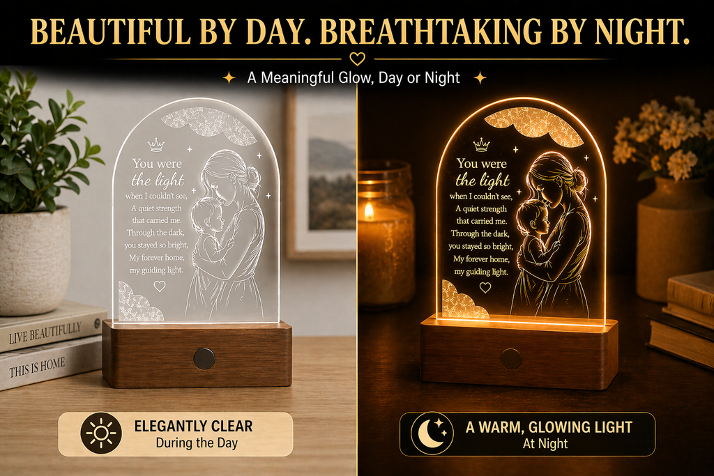 Guiding Light Mother's Day LED Acrylic Plaque – Glowing Poem Keepsake Gift for Mom