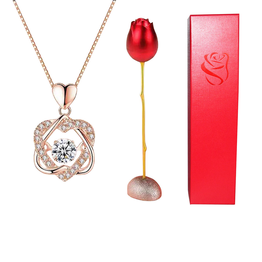 Eternal Love Crystal Necklace Rose & Box