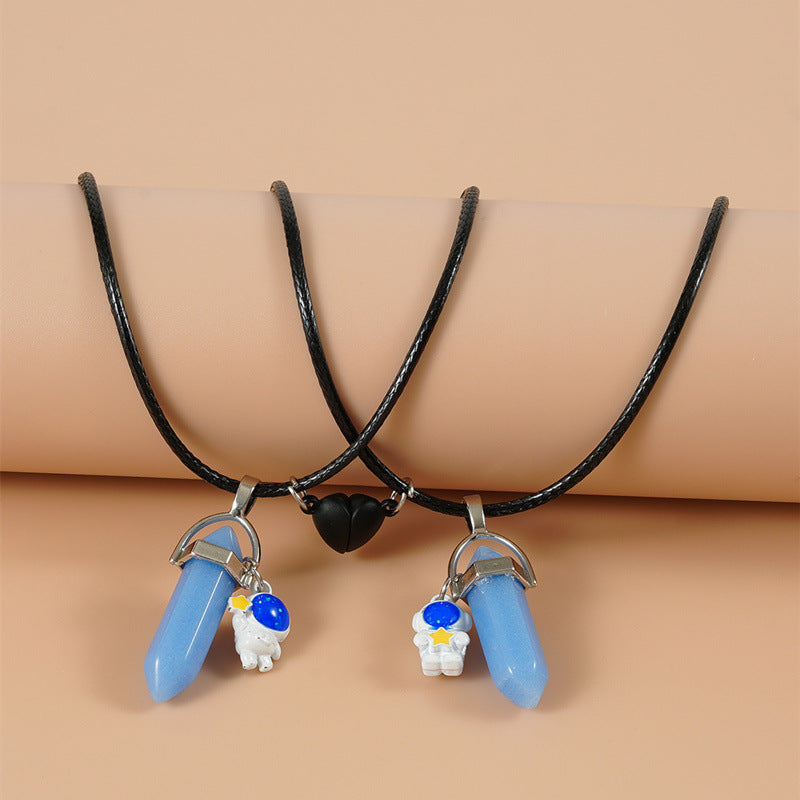 Matching Astronaut Love Pendant Necklace Glow In The Dark Pendulums