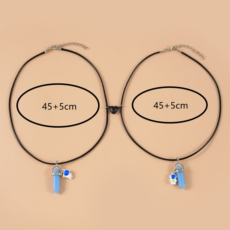 Matching Astronaut Love Pendant Necklace Glow In The Dark Pendulums