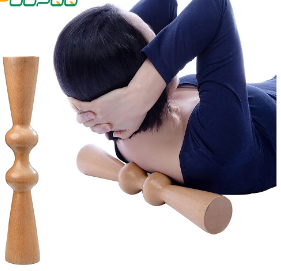 Wooden Muscle Release Tool with Spinal Roller (One Piece)
