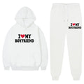 "I Love My Boyfriend" Casual Hoodie and Pants Set