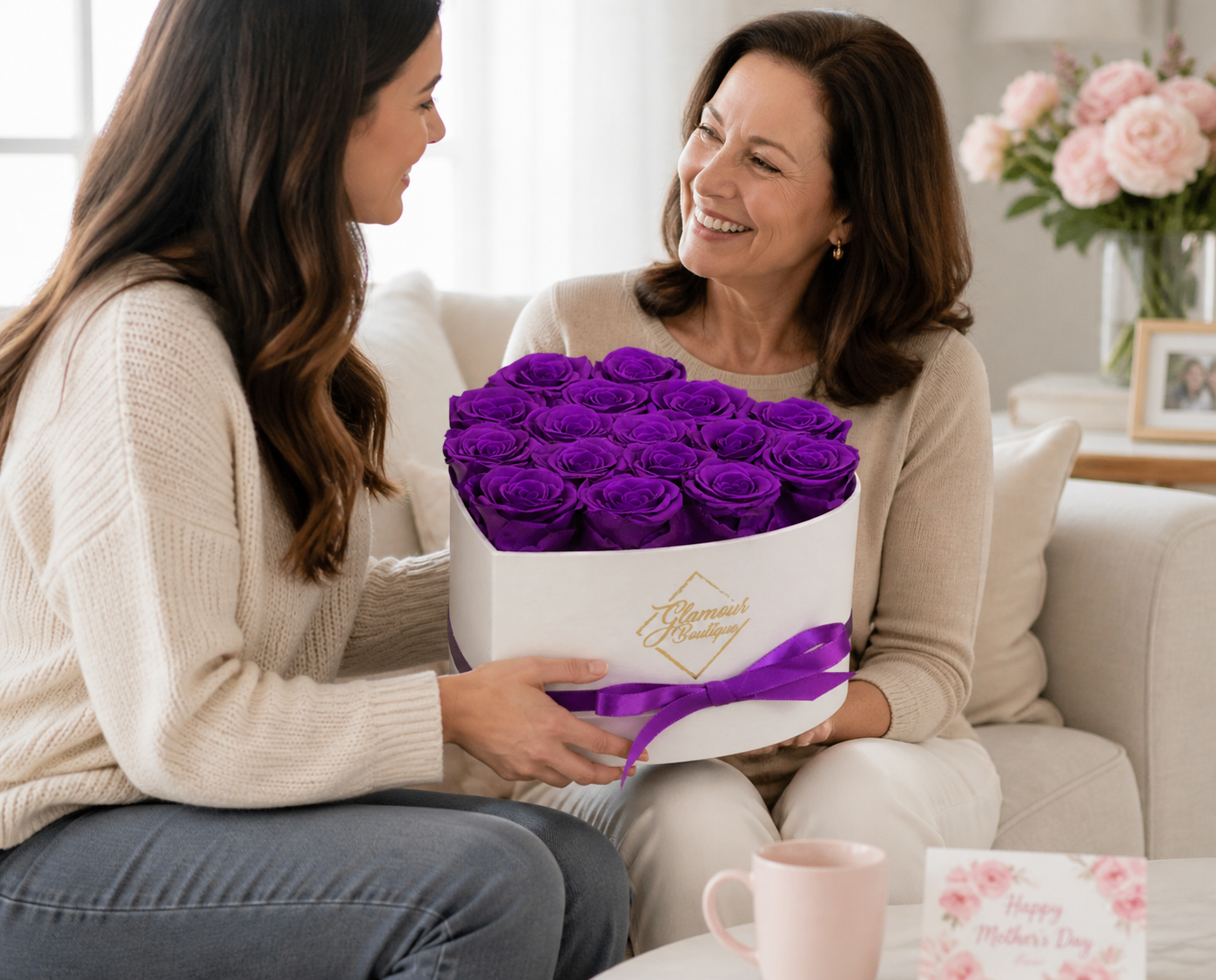 Luxury Heart Rose Box – 16 Everlasting Roses | Forever Flowers Gift for Mother’s Day or Anniversary