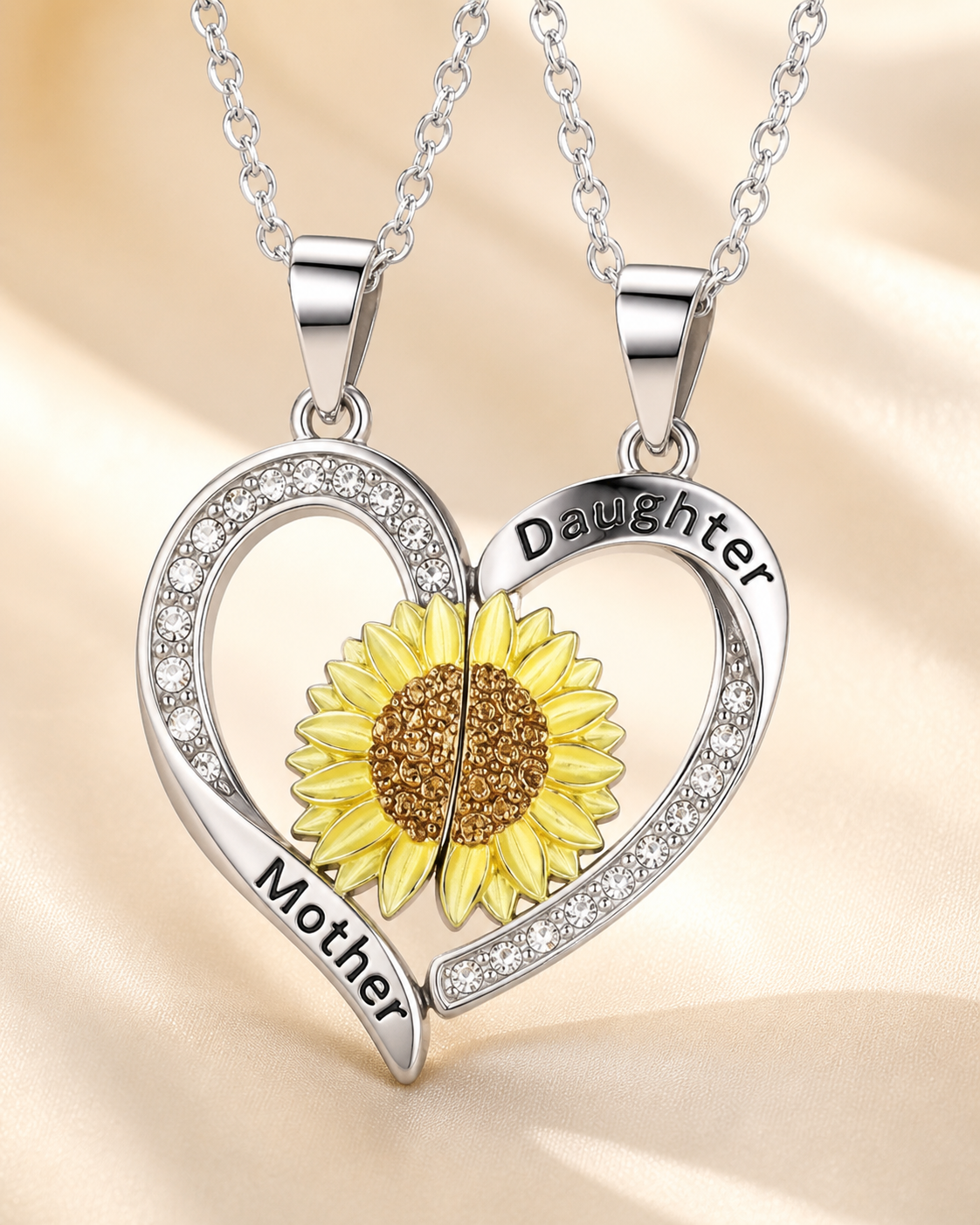 Sunflower Mother Daughter Bond Matching Necklaces