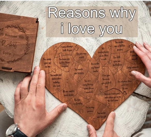 20 Reasons Why I Love You Heart Puzzle Box