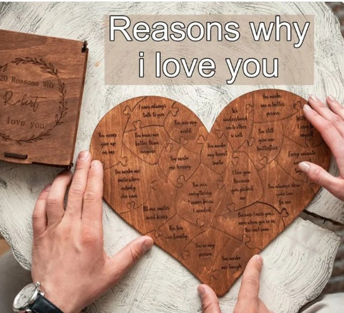 20 Reasons Why I Love You Heart Puzzle Box