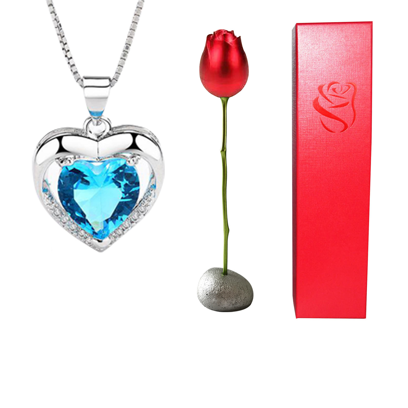 Eternal Love Crystal Necklace Rose & Box