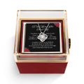 Mom Who Chose Me LOVE KNOT 14k or 18k Gold Love Knot Necklace & Meaningful Poem Card Rotating Everlasting Rose Box