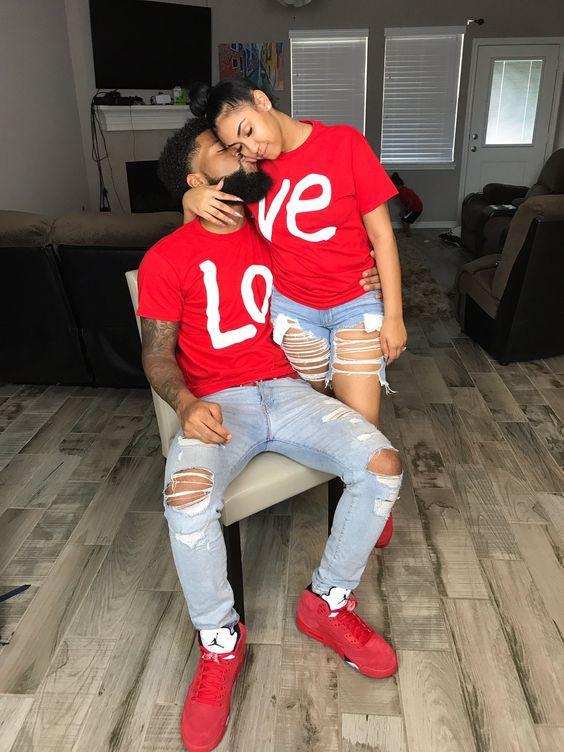 Matching LOVE Couples T-Shirts – Romantic His & Hers Outfit Set | Cute Gift for Couples