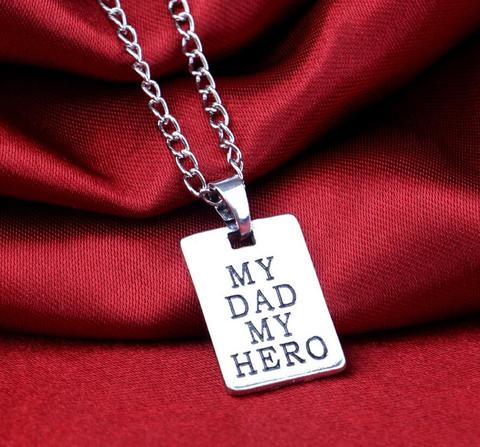 Dad Hero Pendant Necklace for Father's Day Dog Tag