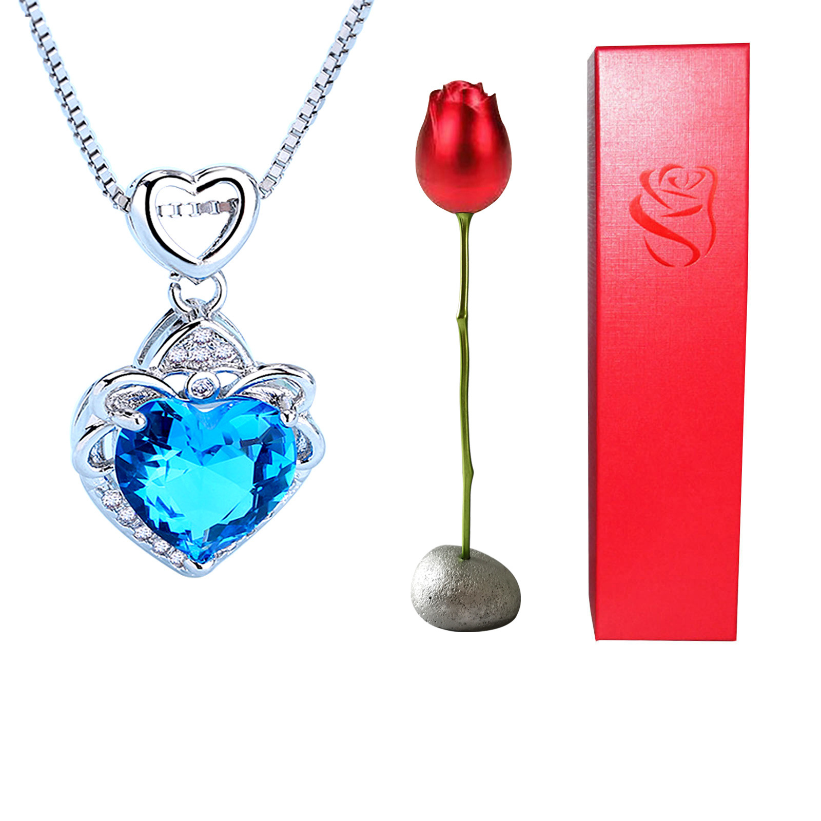 Eternal Love Crystal Necklace Rose & Box