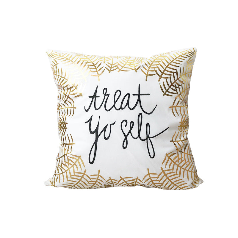Metallic Gold Shiny Pillow Cover with Cute Sayings Design