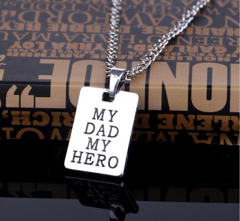 Dad Hero Pendant Necklace for Father's Day Dog Tag