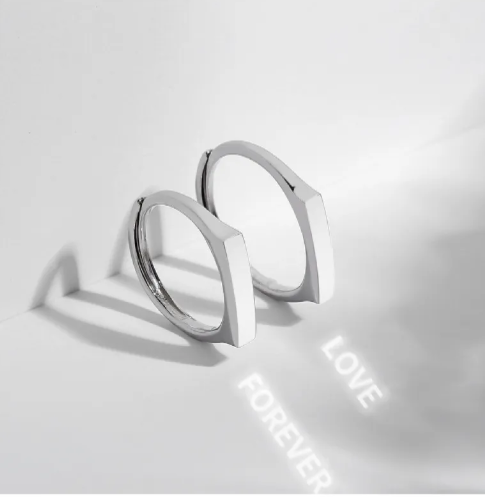 Sterling Silver Rings By Light Reflect Show Surprise Love Pattern Surface Hidden New Jewelry Romantic Gift Wedding Engagement S925