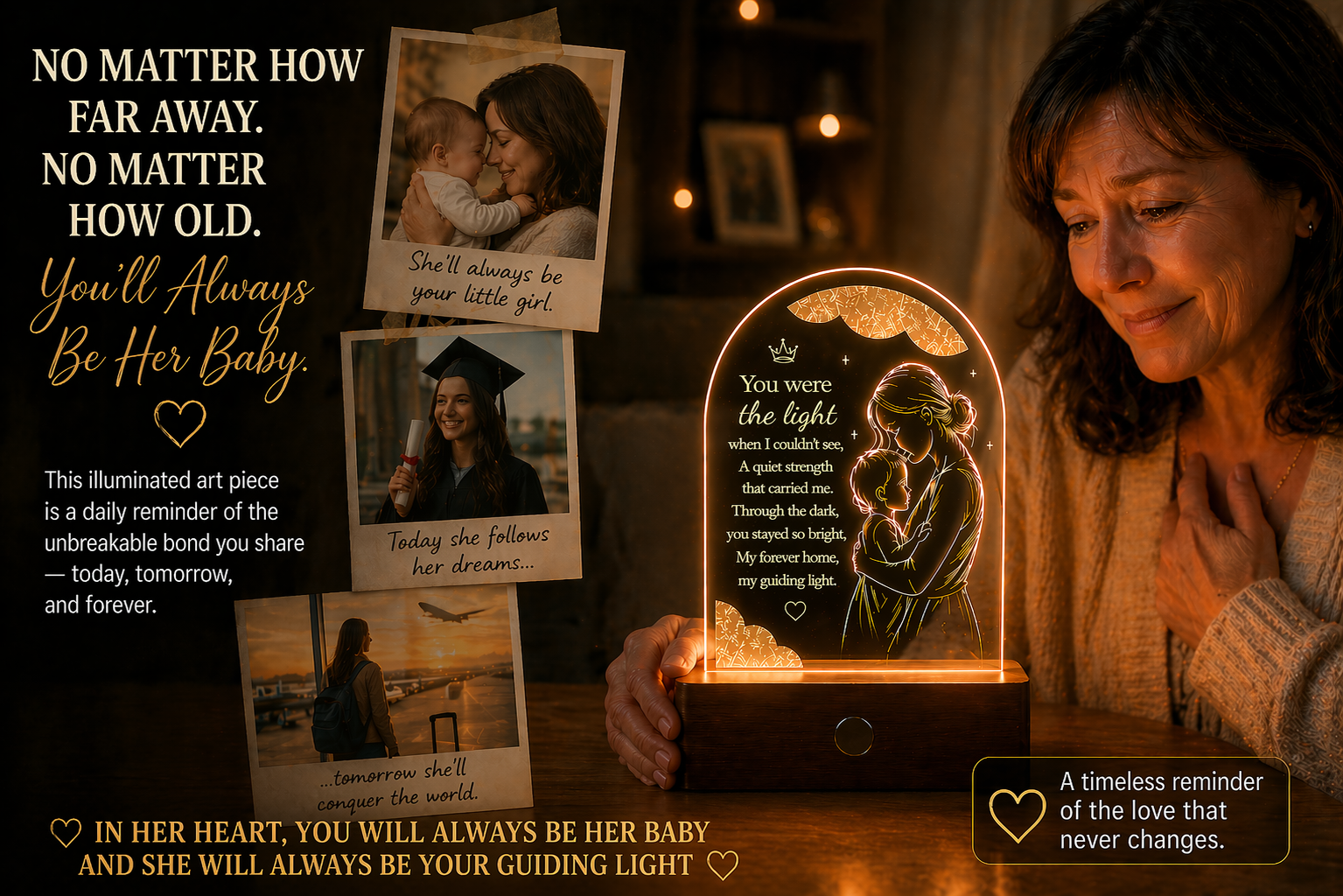 Guiding Light Mother's Day LED Acrylic Plaque – Glowing Poem Keepsake Gift for Mom